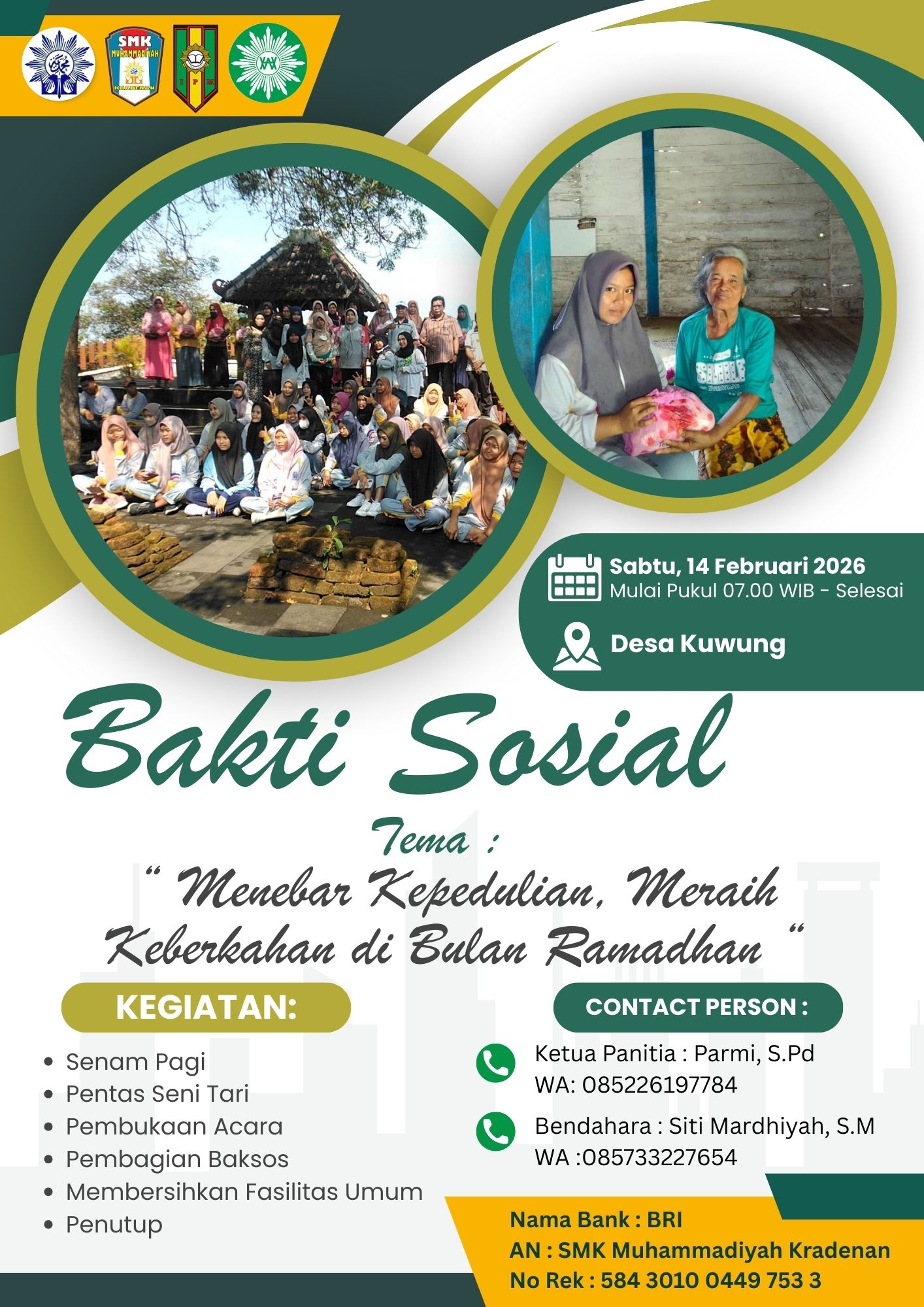 Menebar Kepedulian, Meraih Keberkahan: Bakti Sosial SMK Muhammadiyah Kradenan 2026